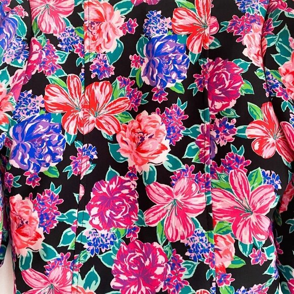 NWT Colourful Floral Pink Blue Puff Sleeve Cropped Top XS - Picture 4 of 5